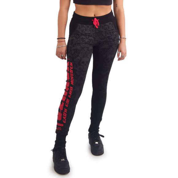 YAKUZA dámské tepláky SKULL PATTERN ALLOVER URBAN JOGGERS černé