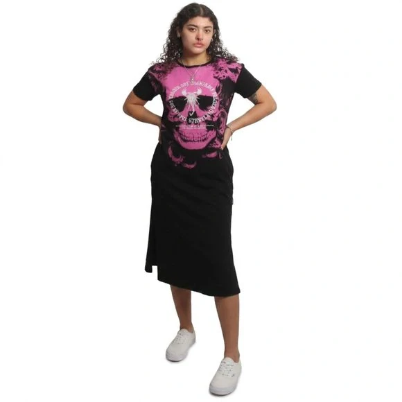 YAKUZA DÁMSKÉ ŠATY LOST SKULL MIDI ČERNÉ