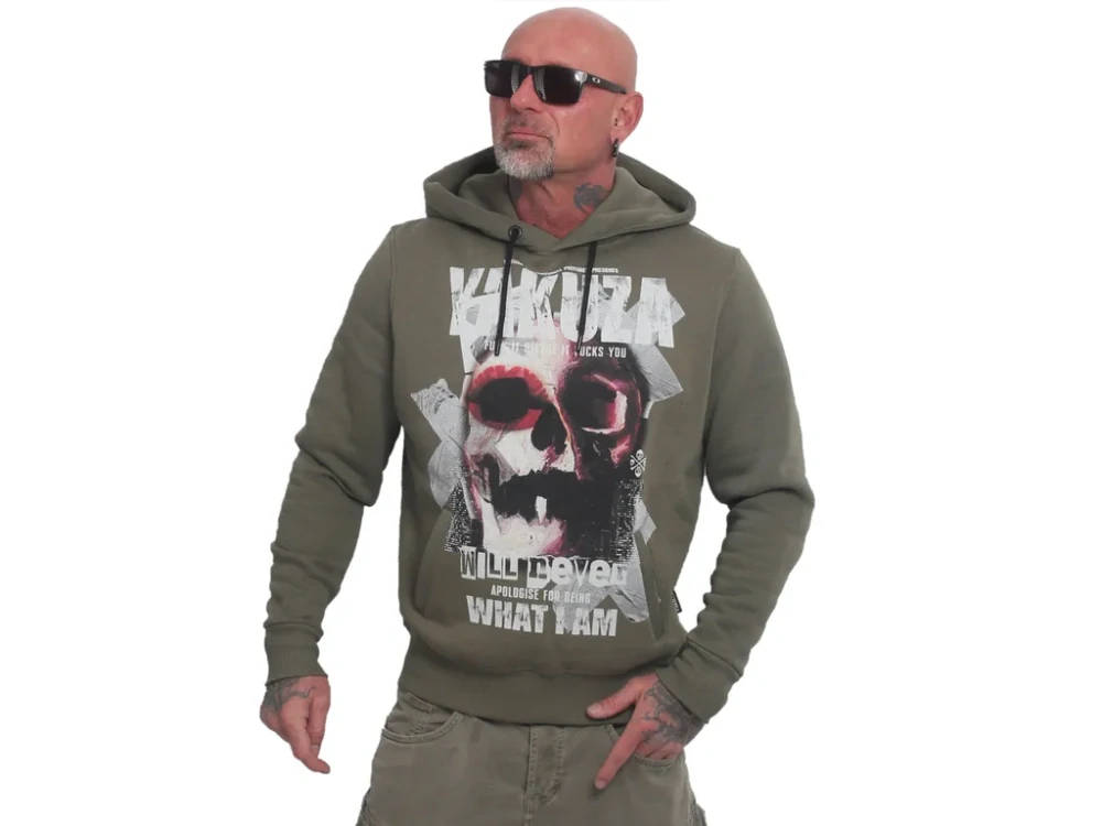 YAKUZA pánská mikina s kapucí APOLOGISE HOODIE HOB 23009 grape leaf