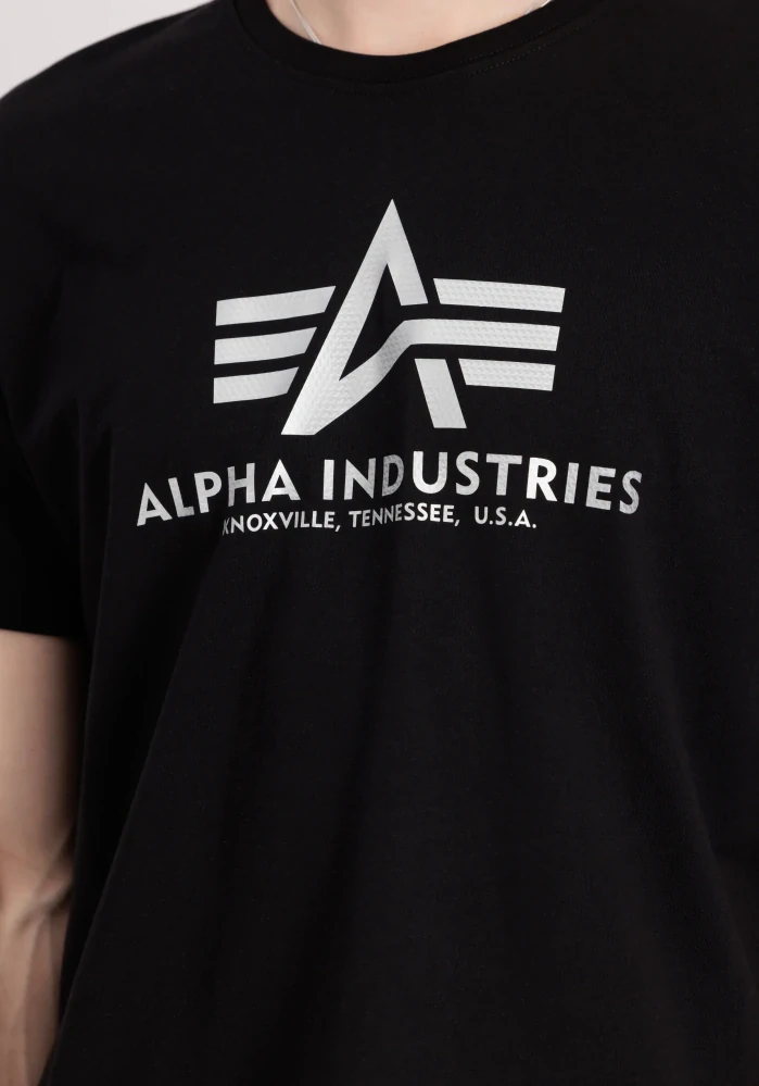 ALPHA INDUSTRIES pánské tričko BASIC BIG LOGO CARBON 100501 CB/423 černo stříbrné