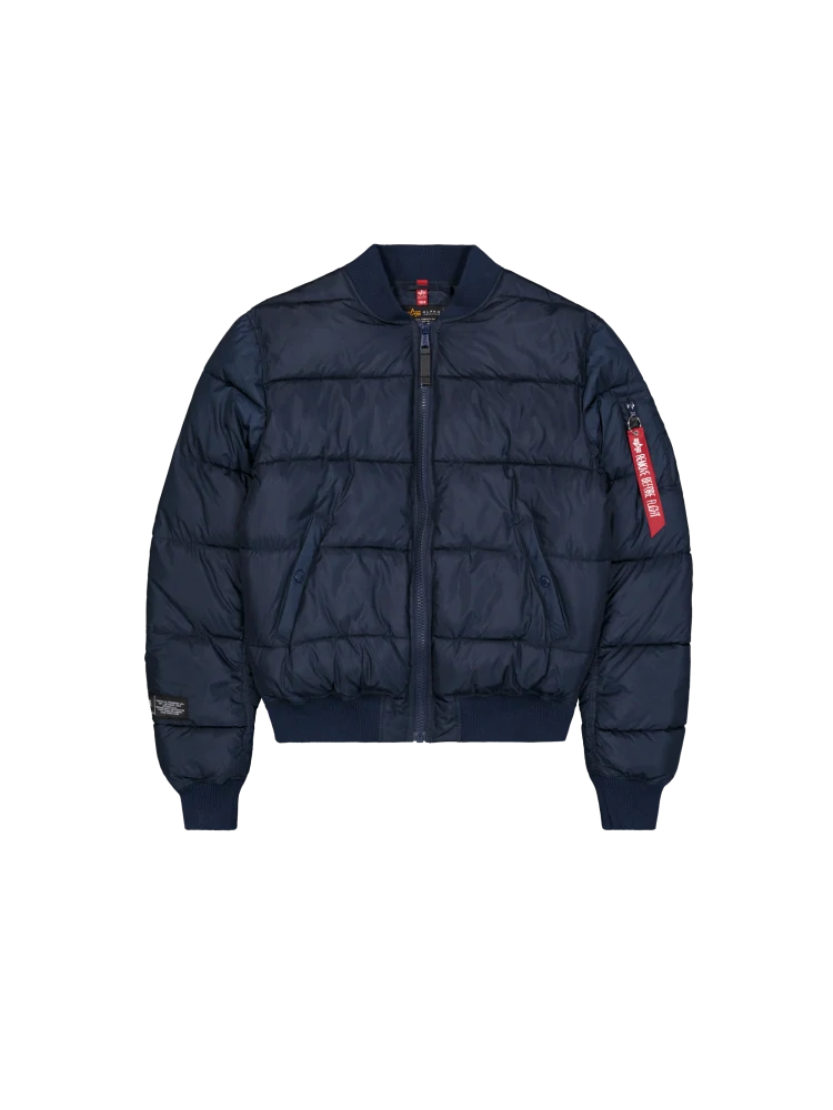 ALPHA INDUSTRIES Pánský bomber prošívaný s kapucí LOGO PUFFER 258125/697 tmavě modrý