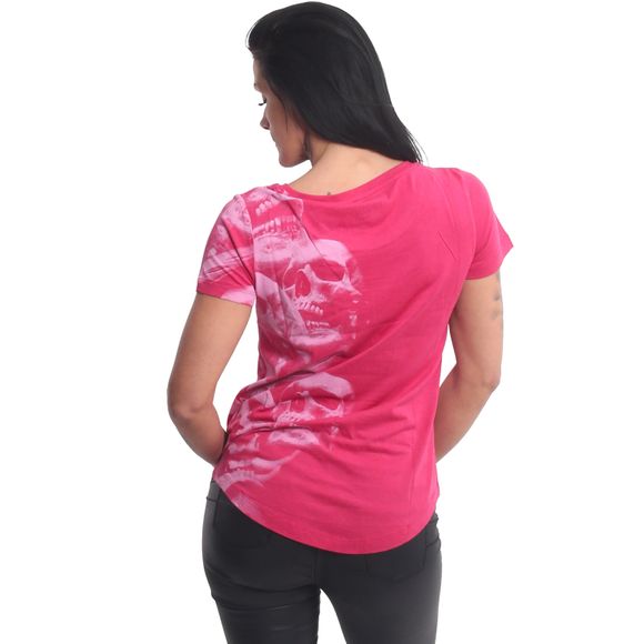 YAKUZA dámské tričko GRAVEYARD CURVED CREW NECK T-SHIRT rose red