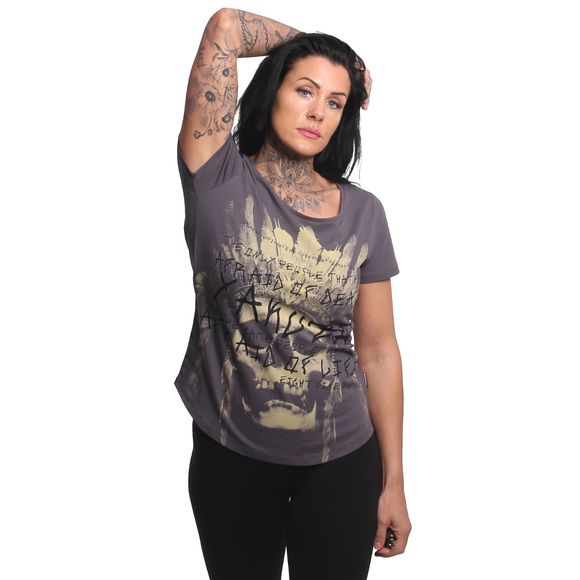 YAKUZA dámské tričko AFRAID CURVED CREW NECK T-SHIRT rabbit