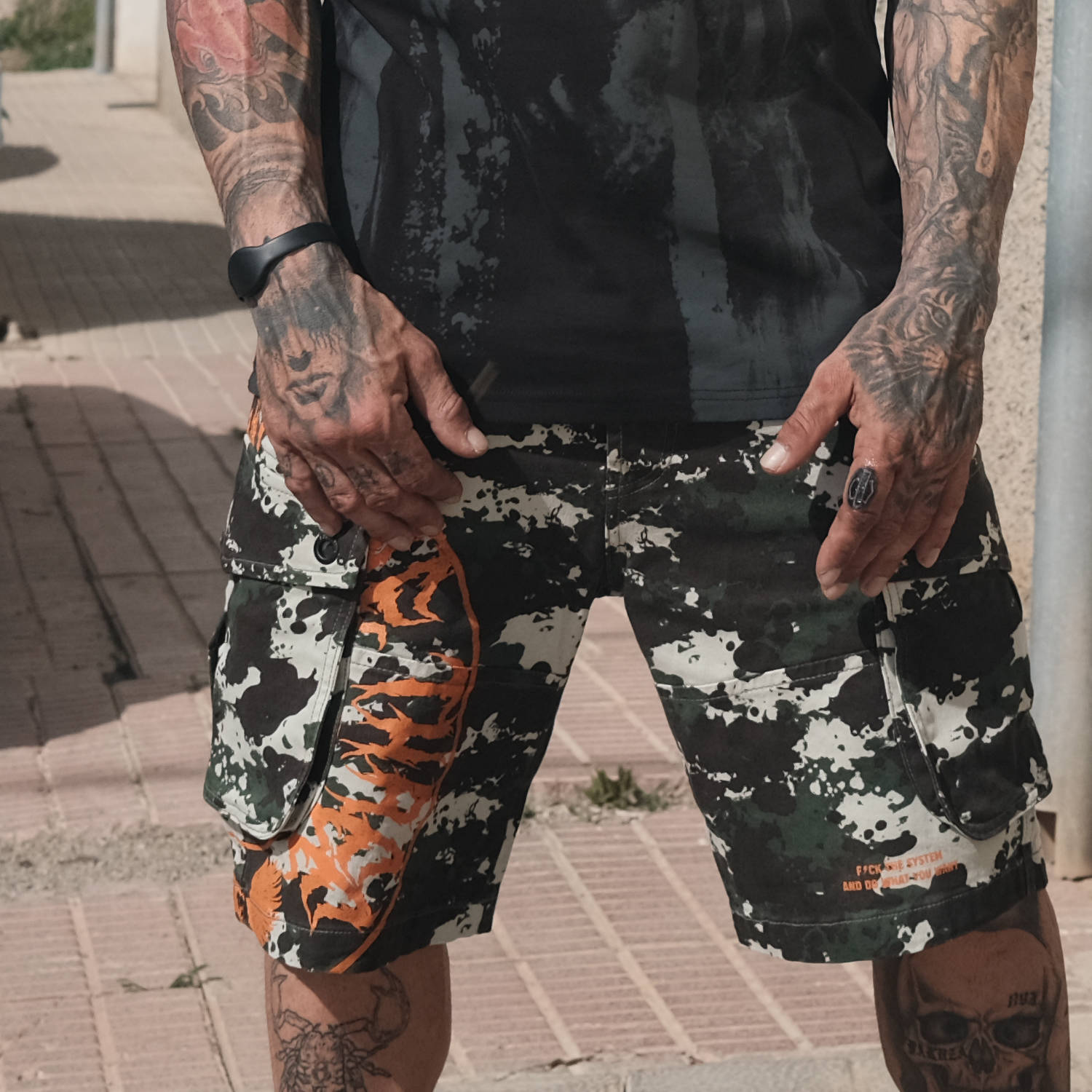 YAKUZA pánské kraťasy TWEAK CARGO SHORTS camouflage