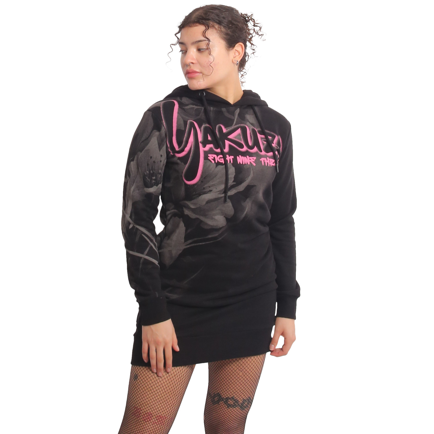 YAKUZA dámské šaty NIGHT FLOWER SWEAT DRESS černé