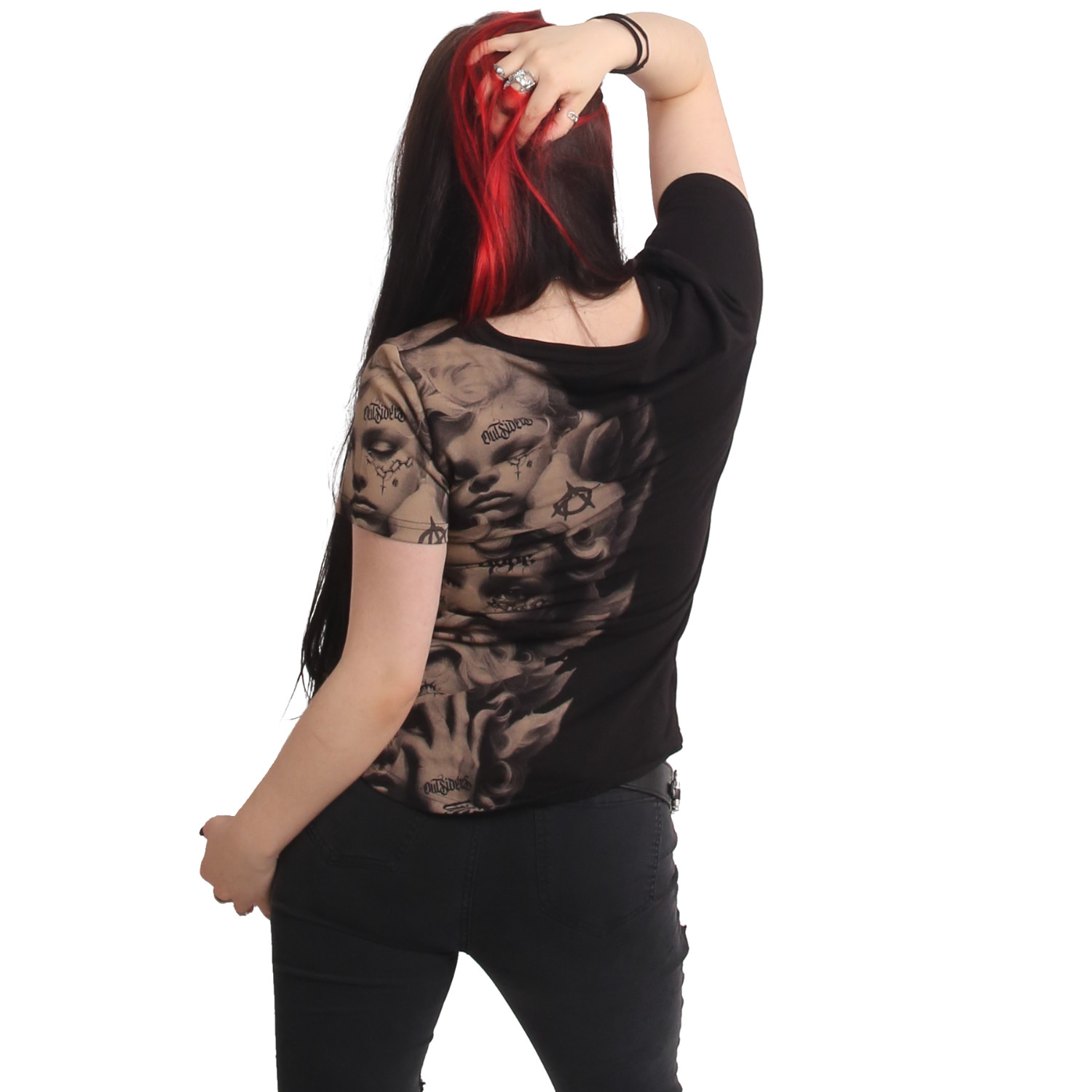 YAKUZA dámské tričko WISE KIDS CURVED V NECK T-SHIRT černé