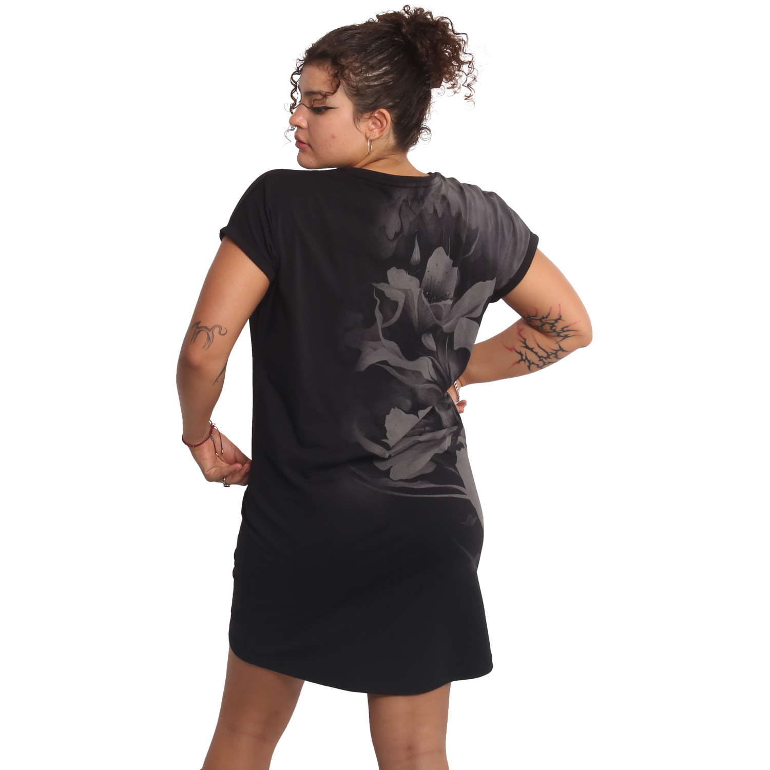 YAKUZA dámské šaty NIGHT FLOWER URBAN T-SHIRT DRESS černé