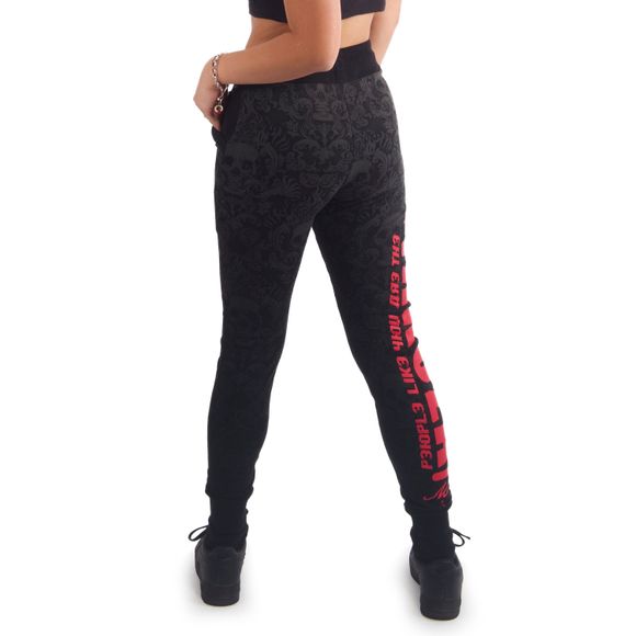 YAKUZA dámské tepláky SKULL PATTERN ALLOVER URBAN JOGGERS černé
