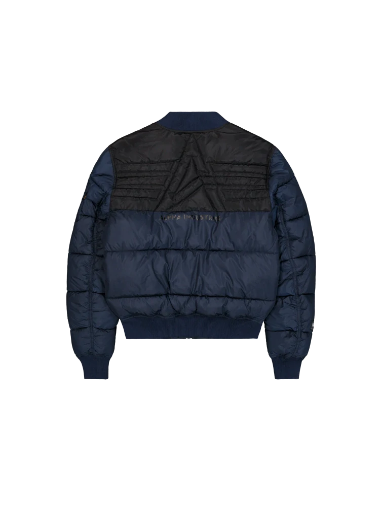 ALPHA INDUSTRIES Pánský bomber prošívaný s kapucí LOGO PUFFER 258125/697 tmavě modrý