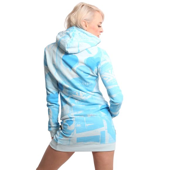 YAKUZA dámské mikinošaty HEART HORROR HOODIE DRESS pastel blue