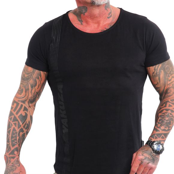 YAKUZA pánské tričko FAST LANE CURVED WIDE CREW T-SHIRT black