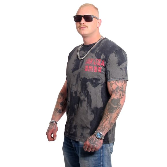 YAKUZA pánské tričko CRASHED SKULL ALLOVER ACID T-SHIRT black