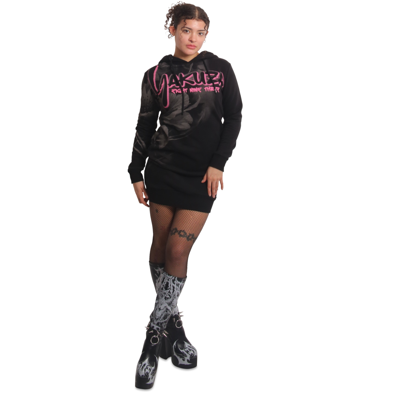 YAKUZA dámské šaty NIGHT FLOWER SWEAT DRESS černé