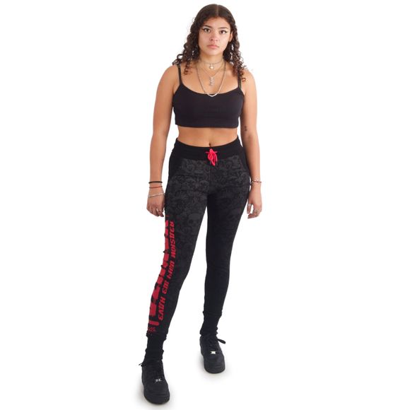 YAKUZA dámské tepláky SKULL PATTERN ALLOVER URBAN JOGGERS černé