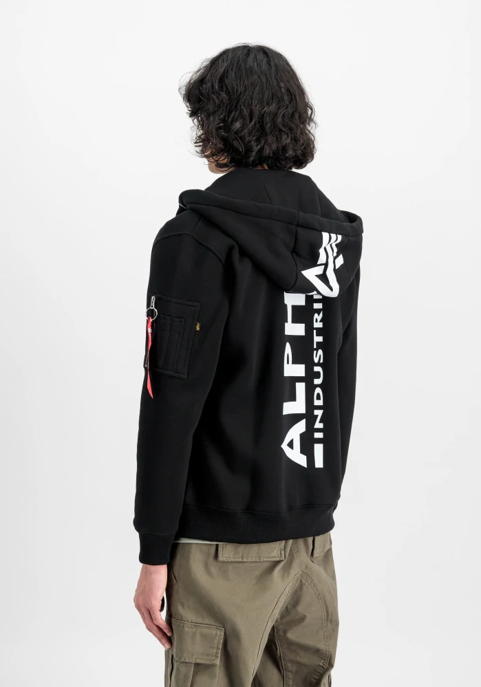 ALPHA INDUSTRIES BACKPRINT ZIP HOODY BLACK