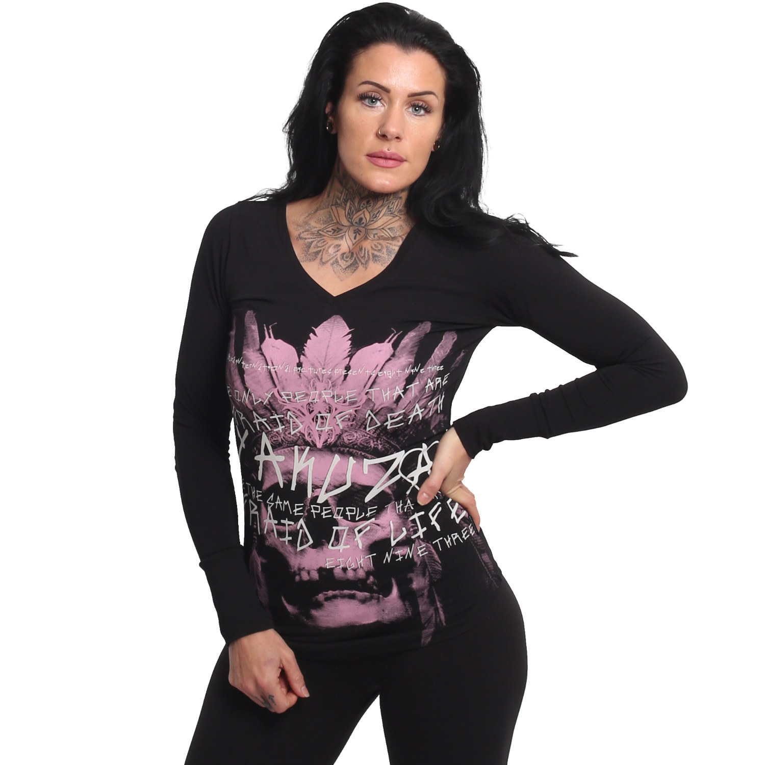 YAKUZA dámské tričko AFRAID SLIM LONGSLEEVE T-SHIRT black