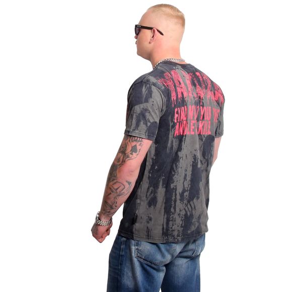 YAKUZA pánské tričko CRASHED SKULL ALLOVER ACID T-SHIRT black