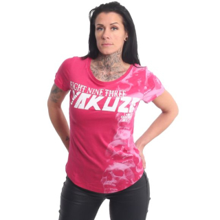 YAKUZA dámské tričko GRAVEYARD CURVED CREW NECK T-SHIRT rose red