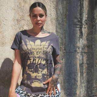 YAKUZA dámské tričko AFRAID CURVED CREW NECK T-SHIRT rabbit