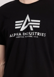 ALPHA INDUSTRIES pánské tričko BASIC BIG LOGO CARBON 100501 CB/423  černo stříbrné