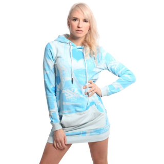 YAKUZA dámské mikinošaty HEART HORROR HOODIE DRESS pastel blue