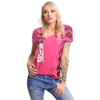 YAKUZA LIGHTING SKULL V NECK T-SHIRT rose red
