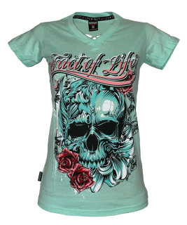 FACT OF LIFE dámské tričko FLOWER SKULL beach glass